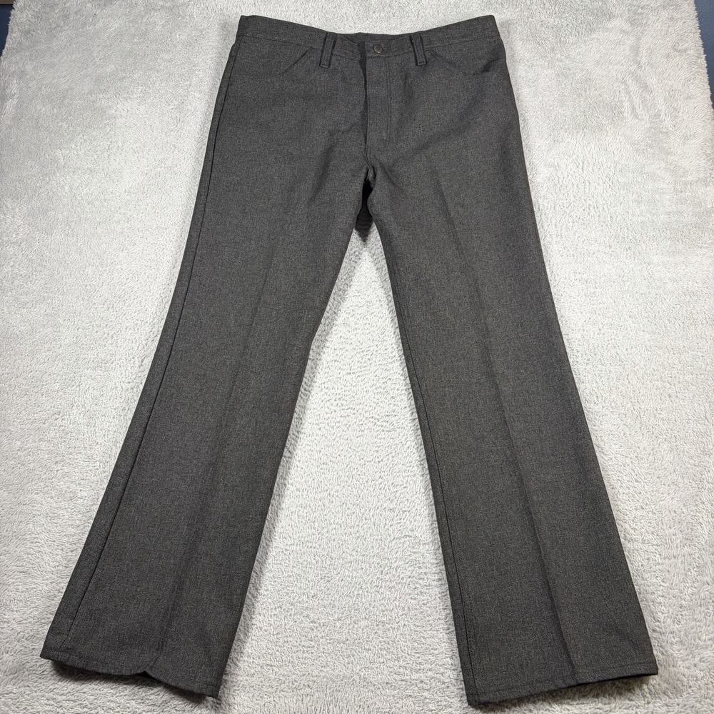 VINTAGE Wrangler Rancher Dress Pants Mens 36x30 Gray Charcoal Poly USA 82HK